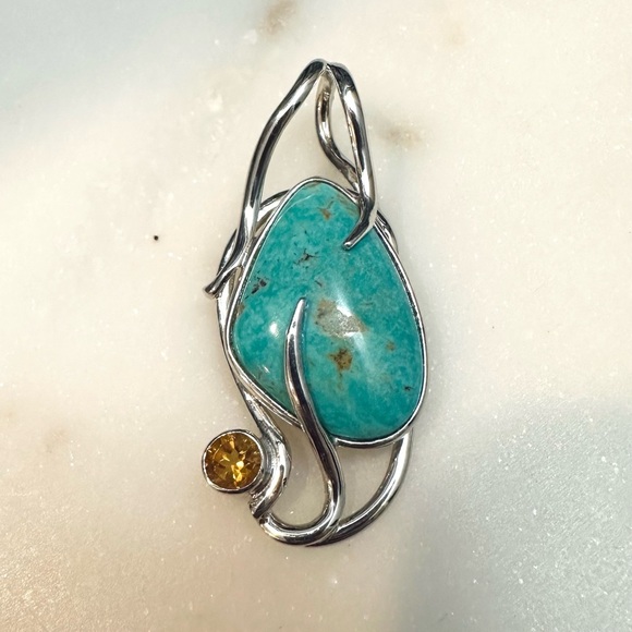 Jay King Turquoise & Citrine Sterling Silver Pendant with Citrine Bead Necklace - Picture 11 of 16